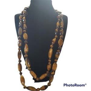Vintage Tiger Eye Hand wire Knotted 26" Necklace
